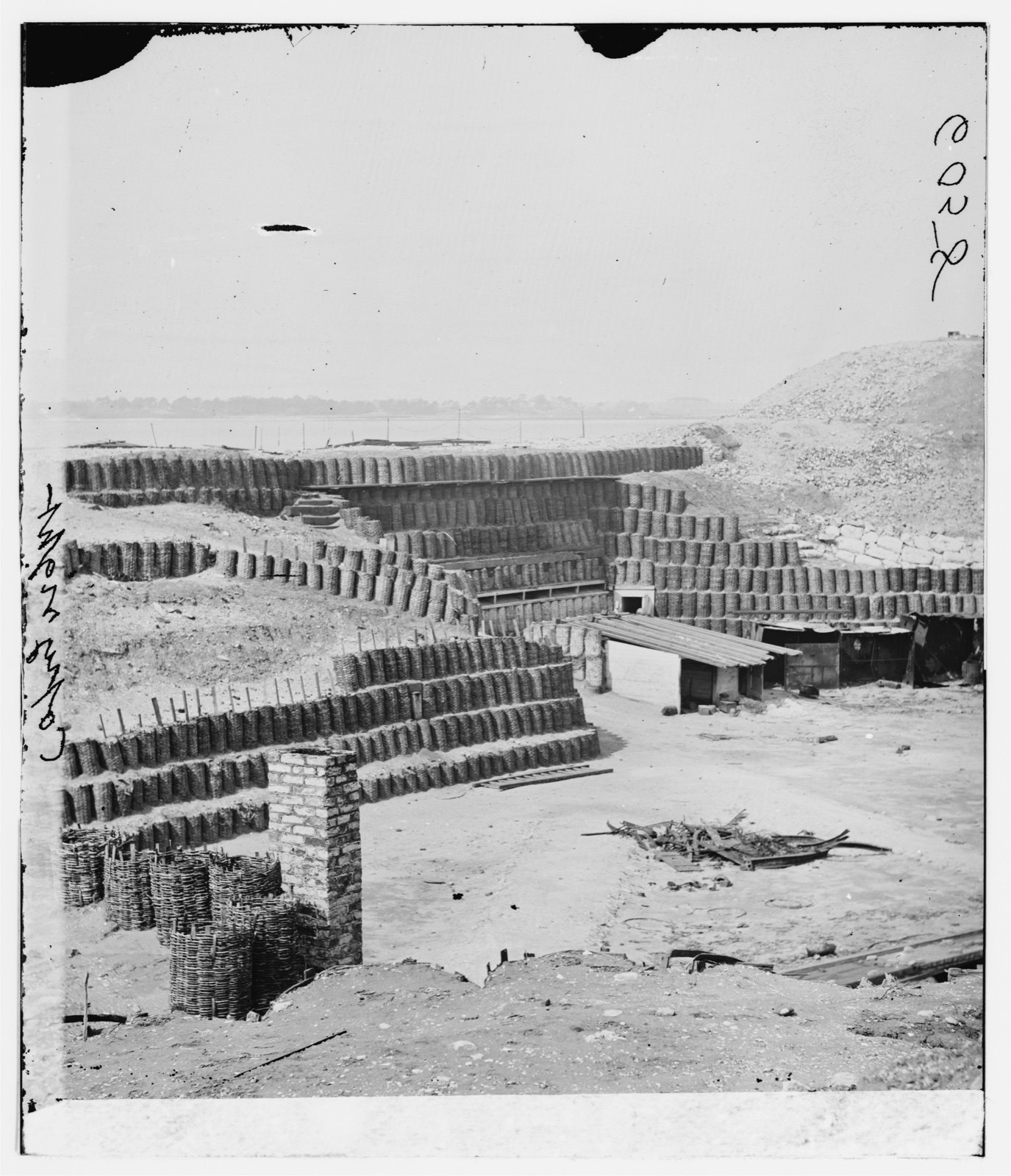 Interior of Fort Sumter, original black and white