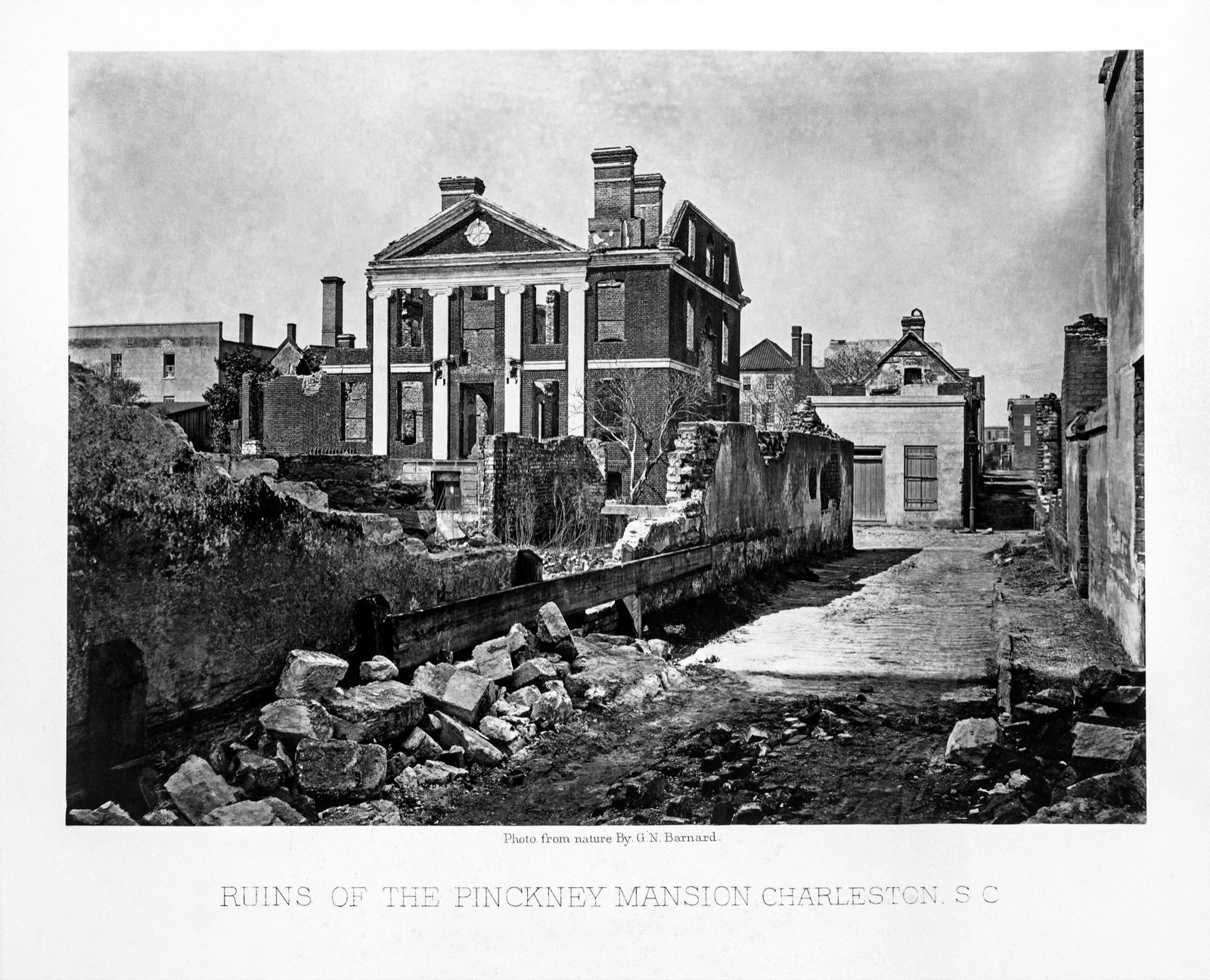 Ruins of the Pinckney Mansion, original black and white