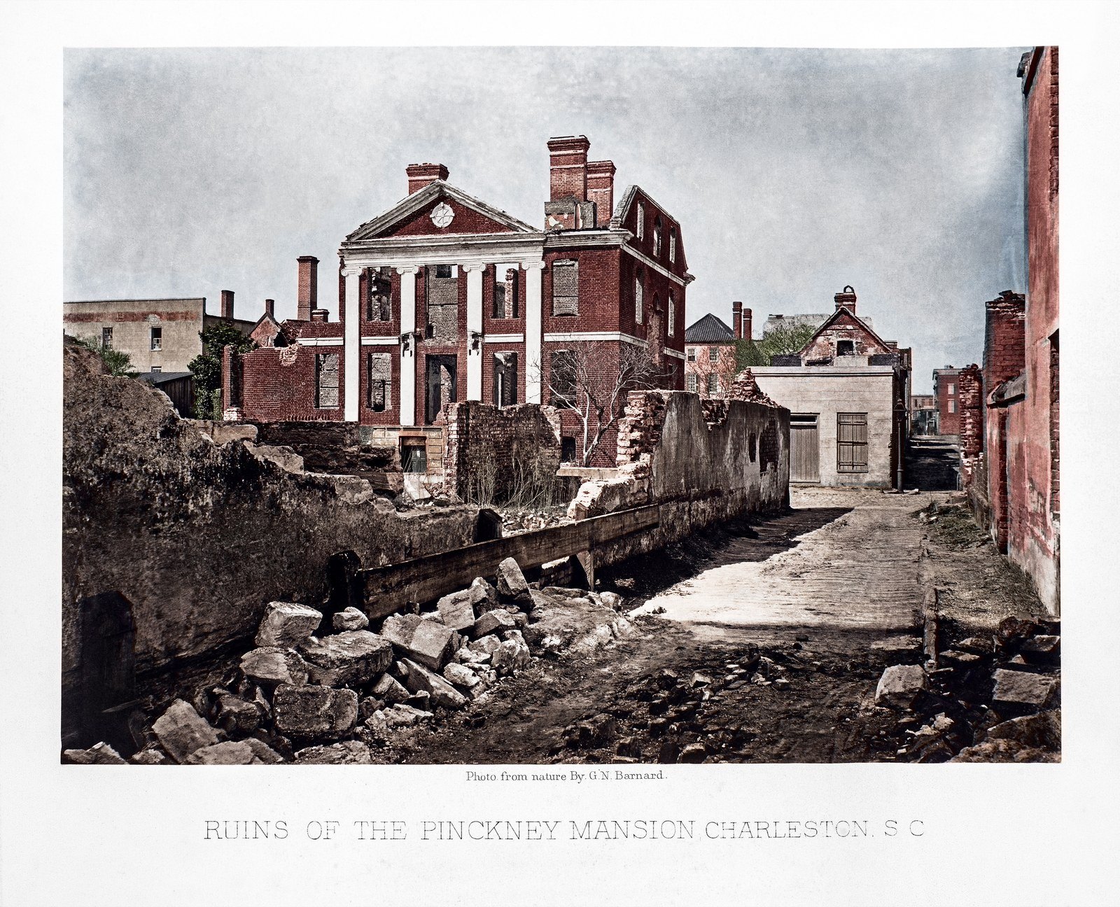 Ruins of the Pinckney Mansion, colorized